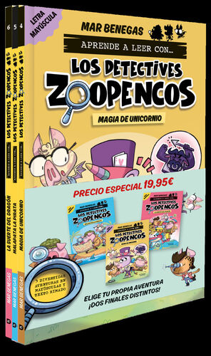 PACK APRENDER A LEER CON... ¡LOS DETECTIVES ZOOPENCOS! 4, 5 Y 6: EN LETRA MAYÚSC